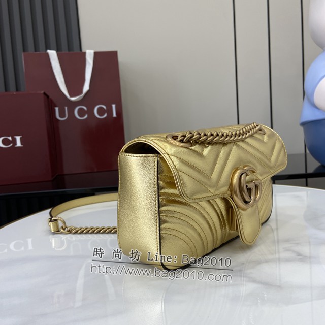 Gucci專櫃古馳最新款雙G拉鏈內袋滑鏈包單肩斜挎女包 jh2173型號：446744